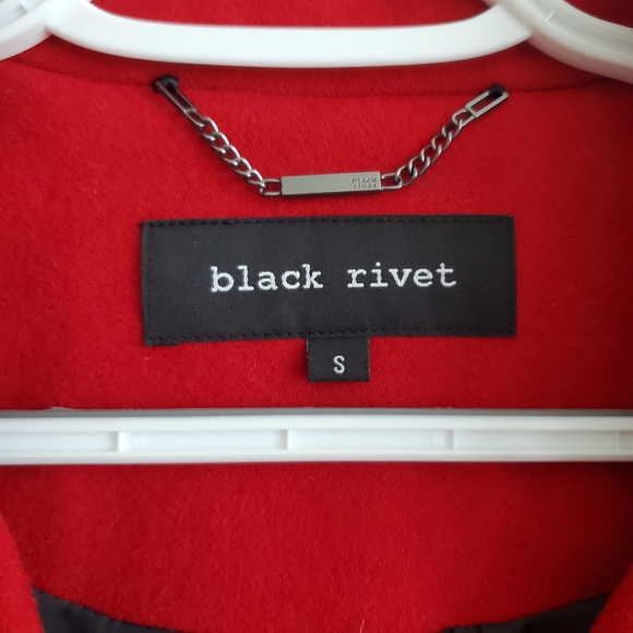 Black Rivet Women's Wool Blend Button Up Peacoat in Red Size S - Picture 3 of 7